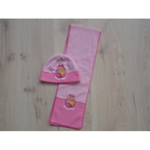 Disney muts sjaal set fleece roze Doornroosje 1 maat