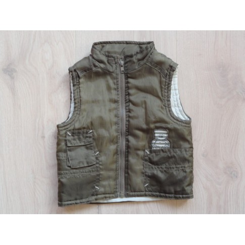 Bodywarmer donker olijfgroen ecru beer maat 62