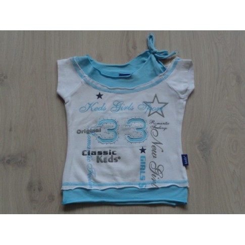 Keds T-shirt jersey wit ijsblauw maat 104