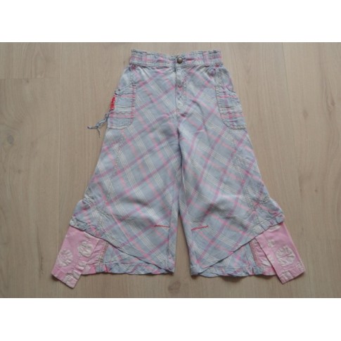 Ragazzi kuitbroek geruit roze blauw wit bloemen maat 122