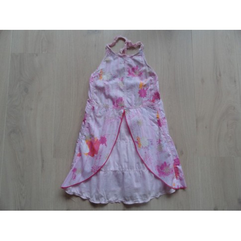 Cakewalk zomerjurk katoen roze flappen en bloemen maat 128