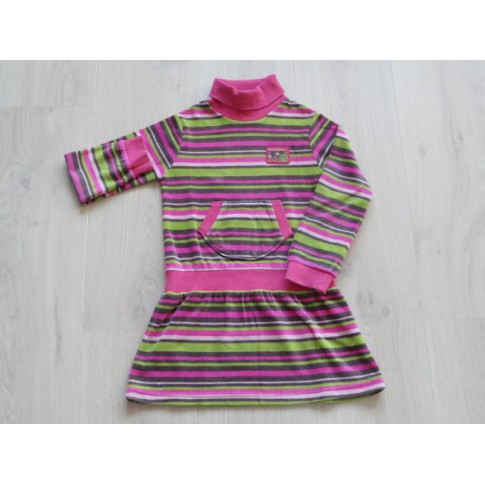 Baby Girls jurk gestreept velours col buidelzak maat 110 - 116