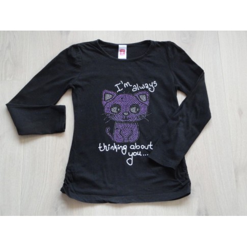 Here & There longsleeve zwart lila stras poes maat 134 - 140