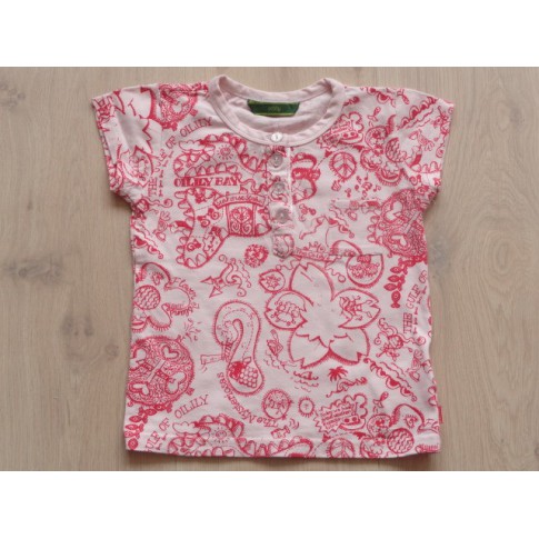 Oilily T-shirt katoen licht roze rood print maat 104