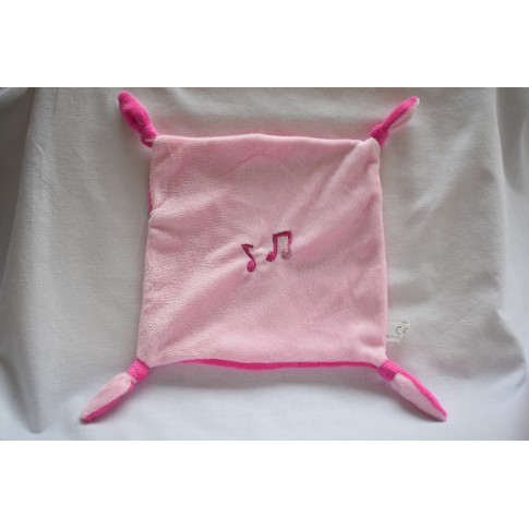 Kids Commotions knuffeldoekje roze muzieknoten 30 x 30 cm