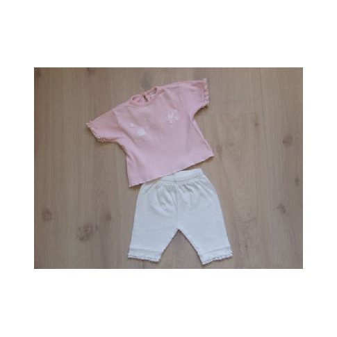 Set 2 delig broek en shirt roze wit summer maat 62