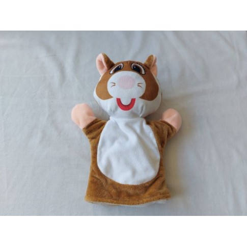 AH handpop hamster bruin wit velours 26 cm