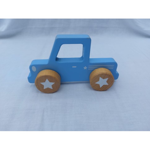 Little Dutch auto pick up hout blauw bruin ster 15 cm